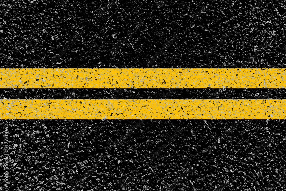 yellow lines on the road - obrazy, fototapety, plakaty 