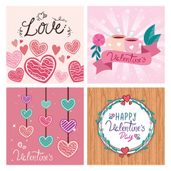 Poster - set cards of happy valentines day with decoration