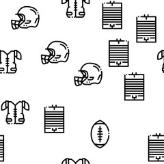 Canvas Print - Rugby Sport Game Tool Seamless Pattern Vector Thin Line. Illustrations