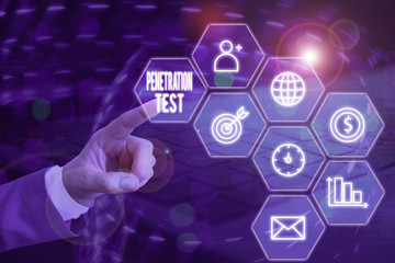 word writing text penetration test. business photo showcasing authorized simulated cyberattack on a 