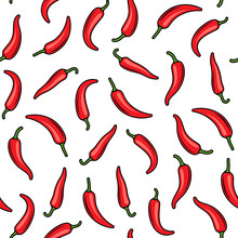 Hot Chili Peppers Seamless Pattern. Vector Illustration.