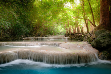 Wall Mural - Jangle landscape with Erawan waterfall. Kanchanaburi, Thailand