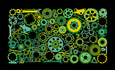 Wall Mural - Auto spare parts and gears, background for your design