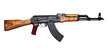 Kalashnikov assault rifle akm assembled isolated on white background
