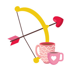 Poster - arch cupid with cups coffee isolated icon