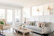 © Cavan Images - Interior living room with neutral tones and white walls