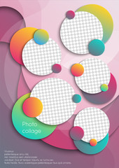 Wall Mural - Template for photo collage or infographic in modern style. Frames for clipping masks are in the vector file. Template for a photo album with circle shapes frames and gradient