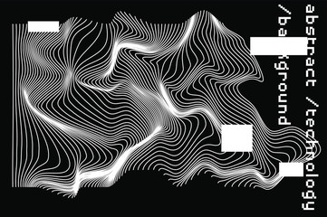Aufkleber - Abstract black and white background with generative art elements.  Futuristic and glitched shapes in cyberpunk style.