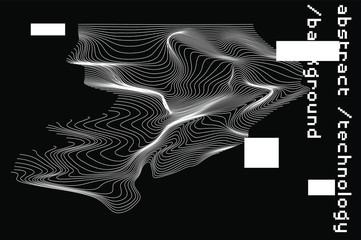 Aufkleber - Abstract black and white background with generative art elements.  Futuristic and glitched shapes in cyberpunk style.