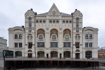 Facade of the Northern building of the Polytechnic Museum, Moscow, Russian Federation, December 14, 2019