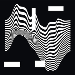 Aufkleber - Abstract black and white background with generative art elements.  Futuristic and glitched shapes in cyberpunk style.