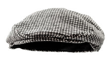 Floating Grey Hunting Tweed Flat Cap Or Newsboy Cap Isolated On White Background With Clipping Path Cutout Using Ghost Mannequin Technique