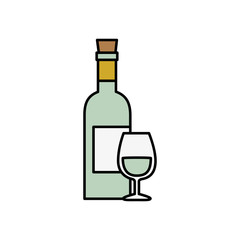 Poster - bottle of wine with cup isolated icon