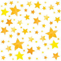 Wall Mural - watercolor illustration of gold yellow stars set