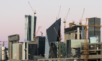 Sticker - Large buildings equipped with the latest technology, King Abdullah Financial District, in the capital, Riyadh, Saudi Arabia