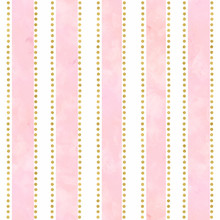 Light Pink Vertical Stripes With Gold Dots