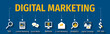 Digital Marketing Flat Vector Icons. Digital Marketing Vector Background with Icons.