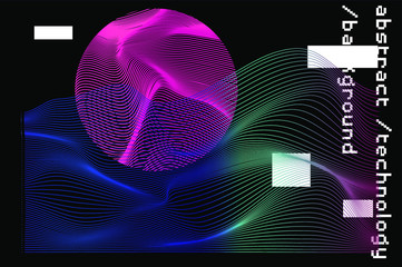 Aufkleber - Abstract background with generative art elements.  Futuristic and glitched shapes in cyberpunk style.