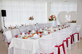 Fototapeta Lawenda - Restaurant Served table, interior in white colors