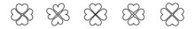 Shamrock Icon Black Shape | Shamrocks | Four Leaf Clover | Irish Symbol | St. Patrick's Day Logo | Luck Sign | Isolated | Variations