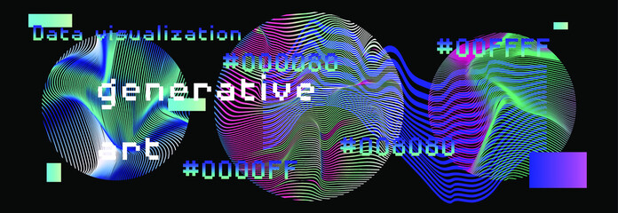 Aufkleber - Abstract background with generative art elements. Futuristic and glitched shapes in cyberpunk style, Data visualization concept.