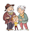 Leinwandbild Motiv family of grandparents with their grandson