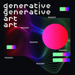 Aufkleber - Abstract background with generative art elements. Futuristic and glitched shapes in cyberpunk style, Data visualization concept.