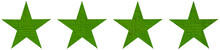  Five Green Painted Wooden Stars
