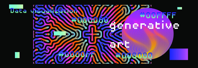 Aufkleber - Abstract background with generative art elements. Futuristic and glitched shapes in cyberpunk style, Data visualization concept.