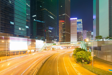 Hong Kong night view with car light