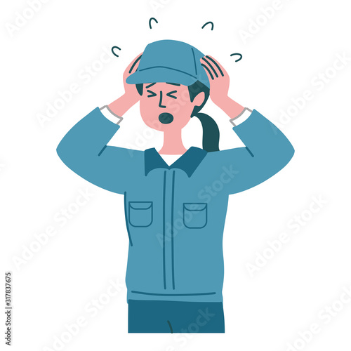 作業服 女性 清掃員 パニック Stock Vector Adobe Stock