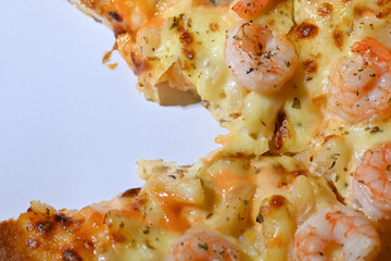 italian pizza cheese with pineapple and shrimp topping sea food