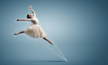 Ballerina And Digital Grid . Mixed Media