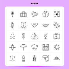 Sticker - OutLine 25 Beach Icon set. Vector Line Style Design Black Icons Set. Linear pictogram pack. Web and Mobile Business ideas design Vector Illustration.