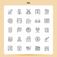 Sticker - OutLine 25 Usa Icon set. Vector Line Style Design Black Icons Set. Linear pictogram pack. Web and Mobile Business ideas design Vector Illustration.