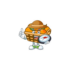 Sticker - Basket oranges stylized Explorer having a compass