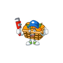 Sticker - Cool Plumber basket oranges on mascot picture style