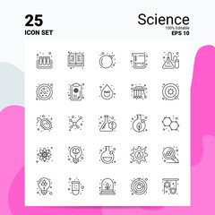 Wall Mural - 25 Science Icon Set. 100% Editable EPS 10 Files. Business Logo Concept Ideas Line icon design