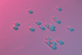 Fototapeta Sypialnia - Medicine concept. Drugs, pills. Neon pink blue night light