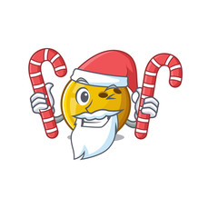 Sticker - Bowling ball Cartoon character in Santa costume with candy