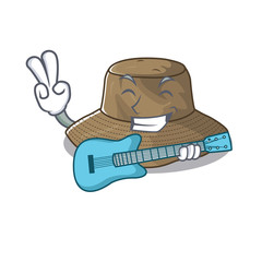 Sticker - A mascot of bucket hat performance with guitar