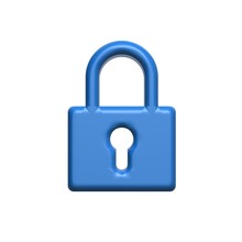 Lock Icon Sign 3D Image Render Blue Design