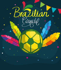 Poster - poster of brazilian carnival with soccer ball and decoration