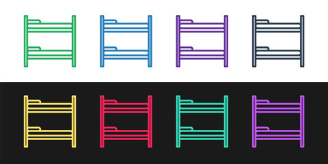 Poster - Set line Bunk bed icon isolated on black and white background. Vector Illustration