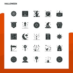 Canvas Print - 25 Halloween Icon set. Solid Glyph Icon Vector Illustration Template For Web and Mobile. Ideas for business company.