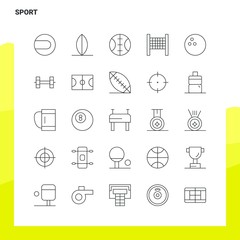 Sticker - Set of Sport Line Icon set 25 Icons. Vector Minimalism Style Design Black Icons Set. Linear pictogram pack.