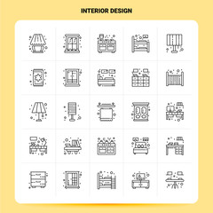 Sticker - OutLine 25 Interior Design Icon set. Vector Line Style Design Black Icons Set. Linear pictogram pack. Web and Mobile Business ideas design Vector Illustration.