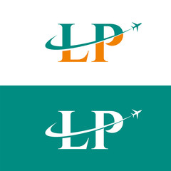 Letter LP Air Travel Logo Design Template