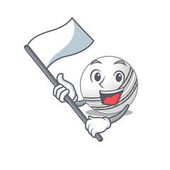 Sticker - Funny cricket ball cartoon character style holding a standing flag