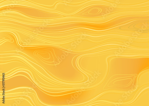 Yellow Liner Halftone Background - Abstract Illustration with Contour Lines o...